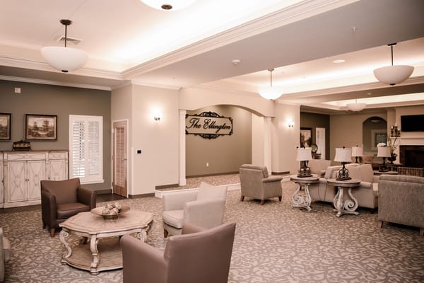 Common area in a senior living facility with seating