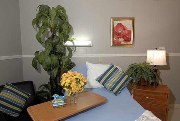 Cozy resident room with flowers and decor