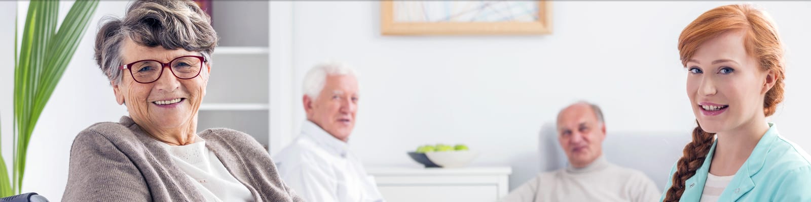 Residents and staff engaging in a social setting.