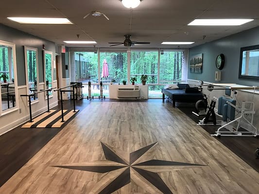 Interior view of a rehabilitation room with equipment