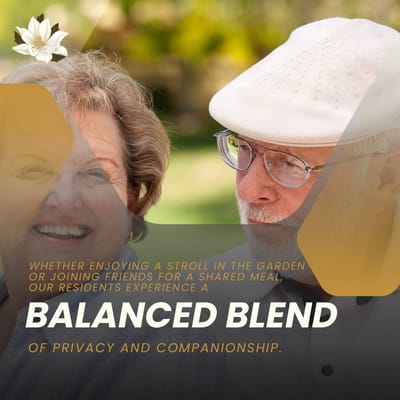 Smiling residents enjoying each other's company outdoors