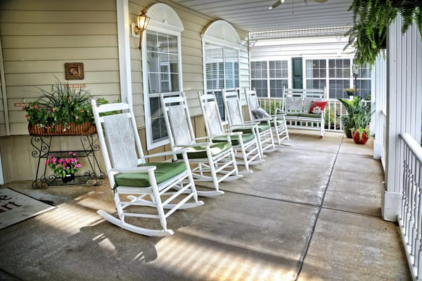 Seating area with rocking chairs on a porch