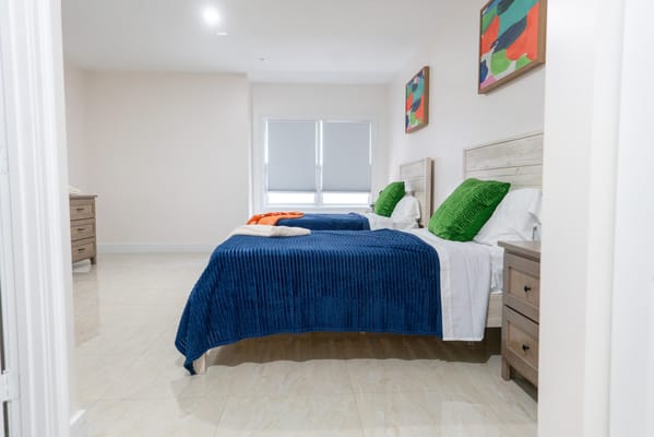 Stylish shared bedroom in assisted living facility