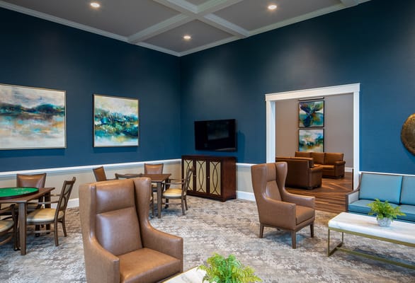 Common area with seating and artwork