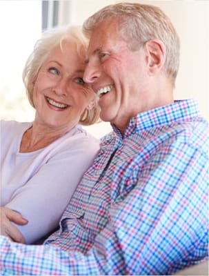 A couple smiling and enjoying each other's company