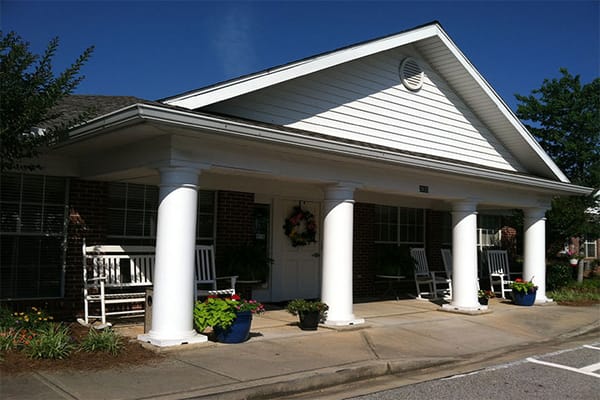 Exterior view of the Jonesboro Assisted Living Center entrance