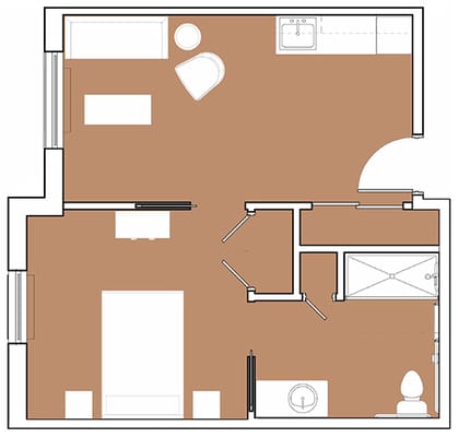 Architectural floor plan of a resident unit