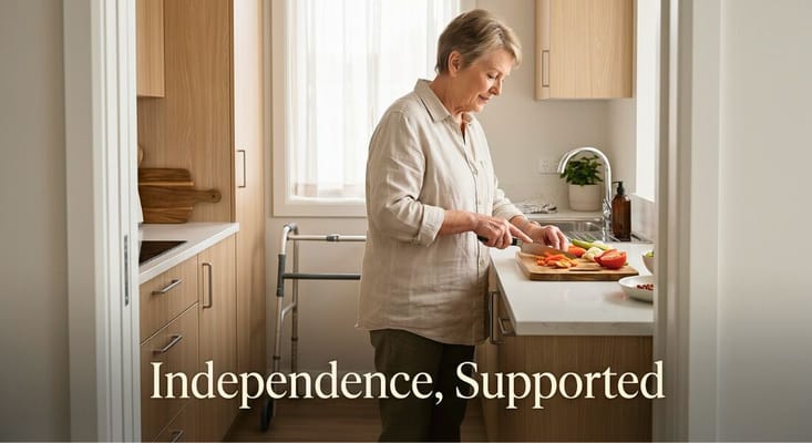 Resident preparing food in a modern kitchen