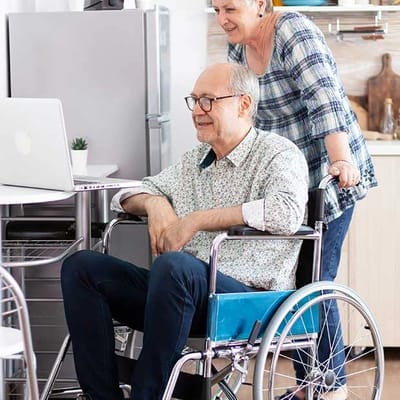 Residents engaging with technology in a facility setting