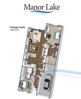 Architectural floor plan of Cottage Suite layout
