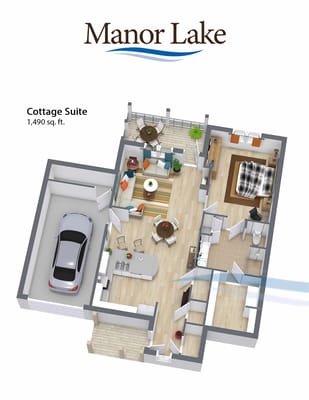 Architectural floor plan of a cottage suite layout