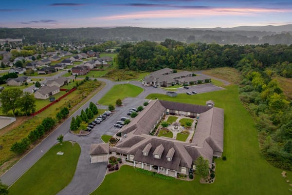 Aerial view of Orchard Ridge Residences surrounded by greenery