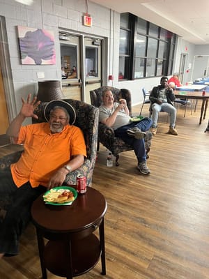 Residents enjoying time in a common area