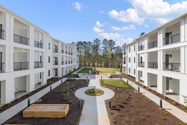 Garden courtyard of a senior living facility