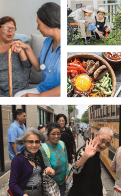 Residents engaging in activities and meals together