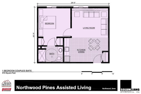 Architectural floor plan of a couple's suite