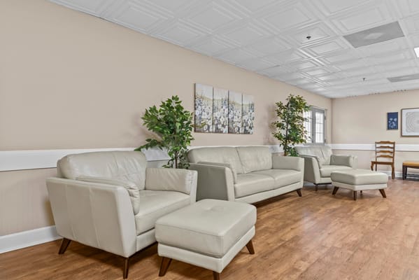 Bright common area with comfortable seating