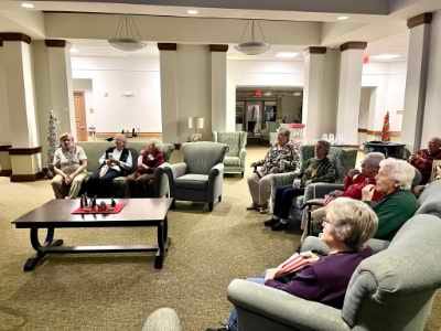 Residents gathered in a common area for an activity