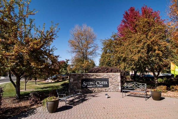 Outdoor view of the Spring Creek Assisted Living sign