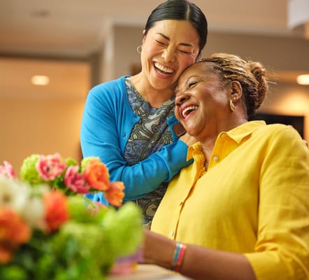 Residents enjoying a warm moment together