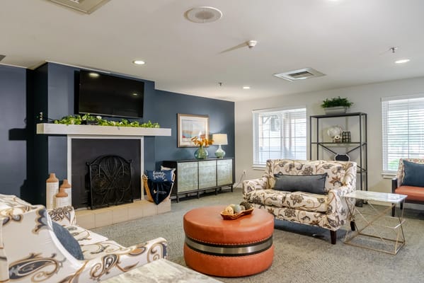 Cozy lounge area with comfortable seating and decor