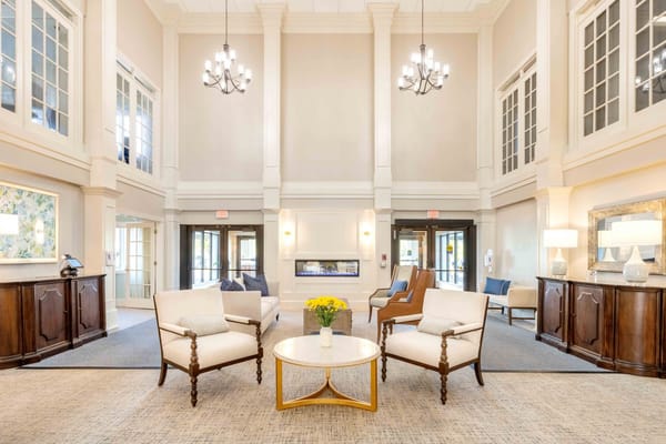 Bright and inviting lobby area with seating