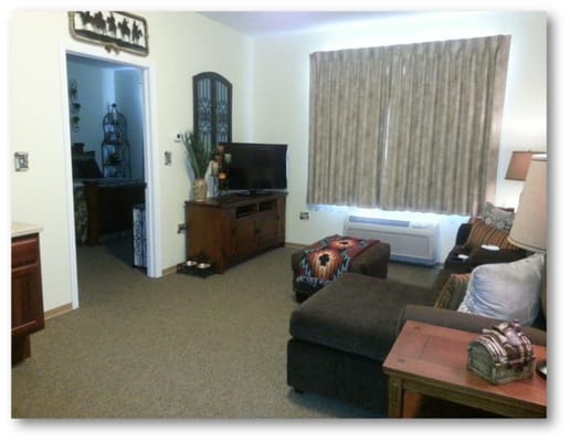 Cozy interior view of a resident room with furniture