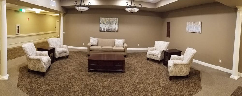 Interior common area with seating and artwork