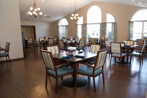 Interior dining area with tables and chairs
