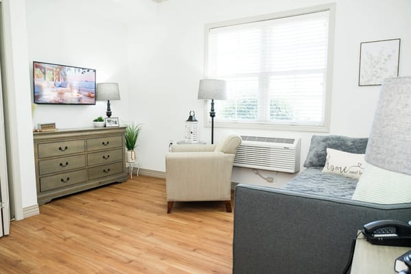 Cozy interior of a resident living space with furniture