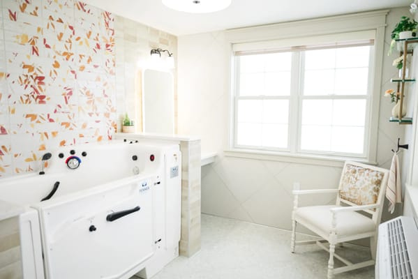 Bright, accessible bathroom with safety features