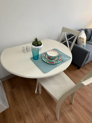 Cozy dining table set for a meal