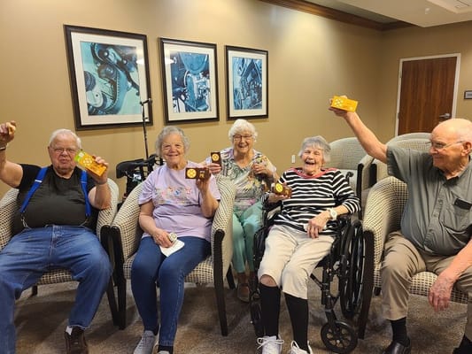 Residents enjoying an activity in a common area