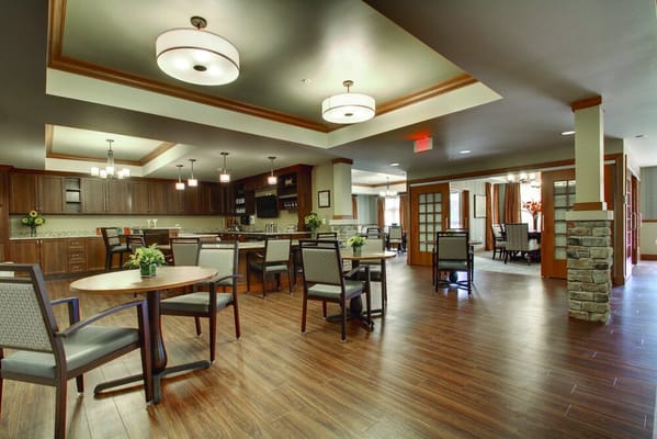 Interior view of a common area in a senior living facility