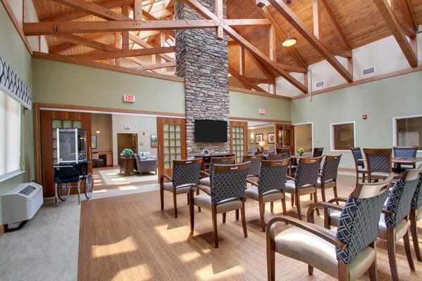 Interior view of a common area with seating