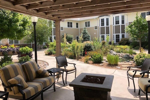 Beautiful outdoor seating area in a landscaped garden