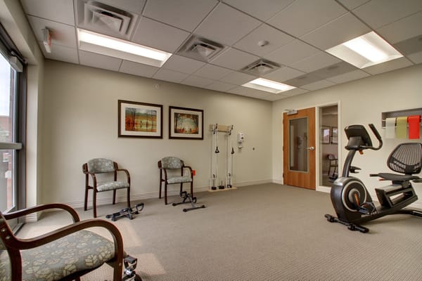 Interior of a fitness room with exercise equipment