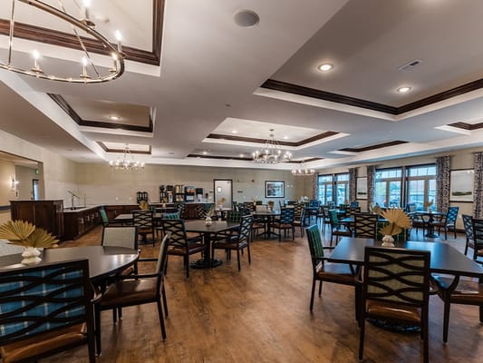 Interior dining area with tables and chairs