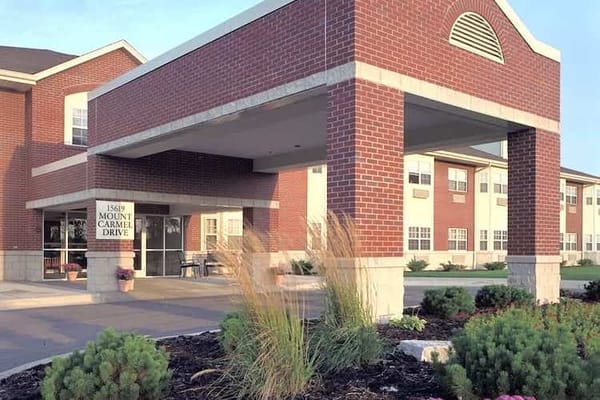 Exterior view of Marian Village building entrance