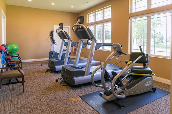 Interior gym area with treadmills and exercise equipment