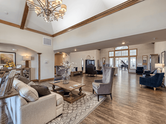 Bright interior common area with comfortable seating