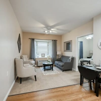 Cozy interior living space with a dining area