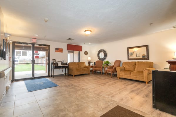 Interior view of a common area in a senior living facility