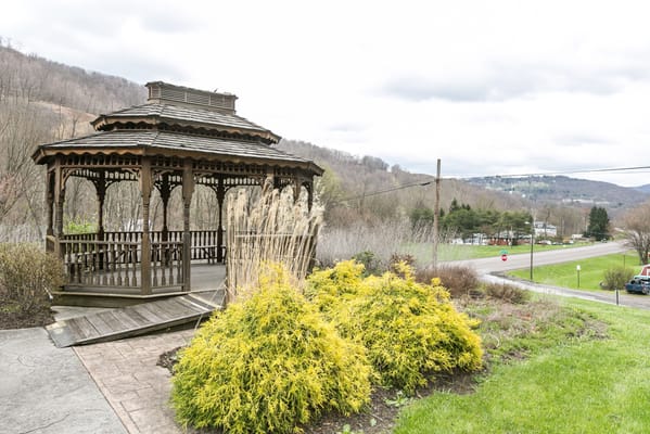 Outdoor gazebo overlooking the scenic landscape