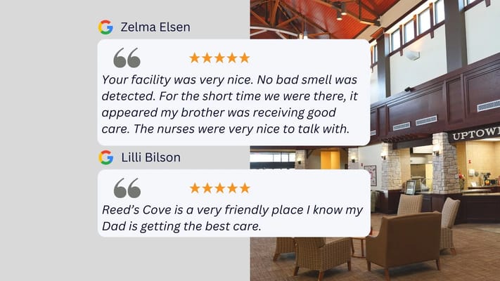 Testimonial quotes about the facility from residents