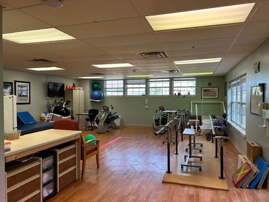 Therapy room with exercise equipment