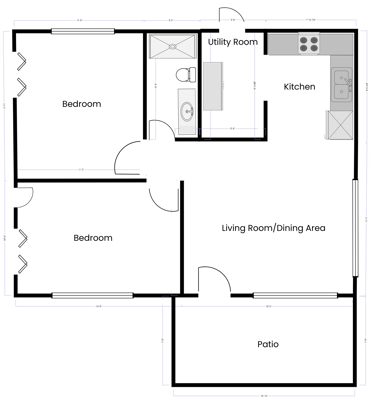 Architectural floor plan of a resident unit