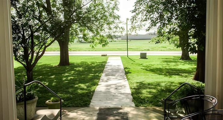 View of a grassy outdoor space with trees