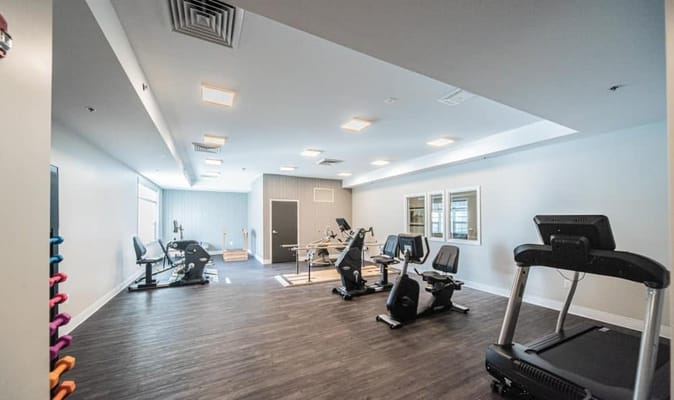 Interior of a fitness room with exercise equipment
