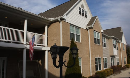 Exterior view of Trinity Station Retirement Community building